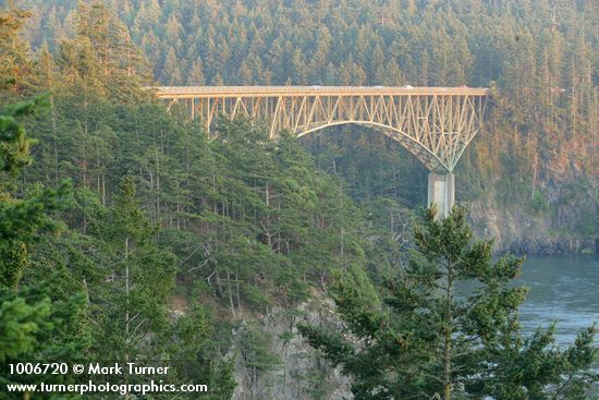 Deception Pass bridge at sunset